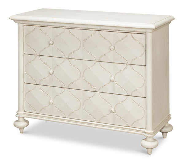 Sarreid Sommeil 3 Drawer Commode In Antique White - Elegant Pine Wood Storage Solution For Your Home White  53586-3