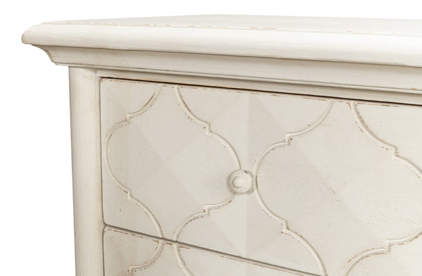 Sarreid Sommeil 3 Drawer Commode In Antique White - Elegant Pine Wood Storage Solution For Your Home White  53586-3