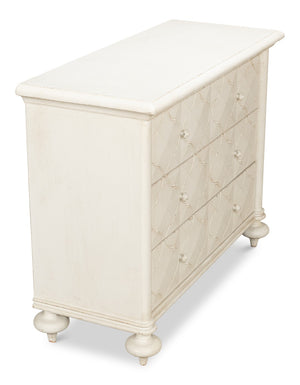 Sarreid Sommeil 3 Drawer Commode In Antique White - Elegant Pine Wood Storage Solution For Your Home White  53586-3