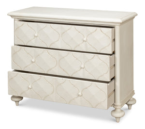 Sarreid Sommeil 3 Drawer Commode In Antique White - Elegant Pine Wood Storage Solution For Your Home White  53586-3