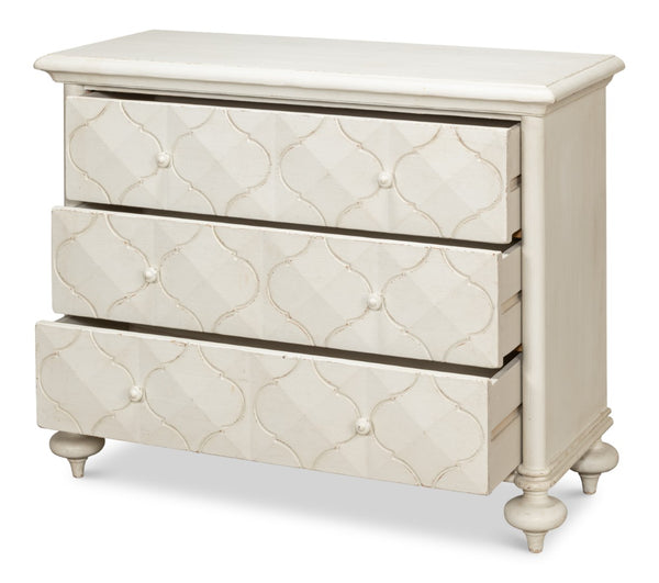 Sarreid Sommeil 3 Drawer Commode In Antique White - Elegant Pine Wood Storage Solution For Your Home White  53586-3