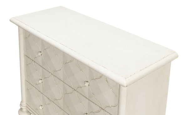 Sarreid Sommeil 3 Drawer Commode In Antique White - Elegant Pine Wood Storage Solution For Your Home White  53586-3