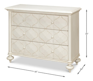 Sarreid Sommeil 3 Drawer Commode In Antique White - Elegant Pine Wood Storage Solution For Your Home White  53586-3