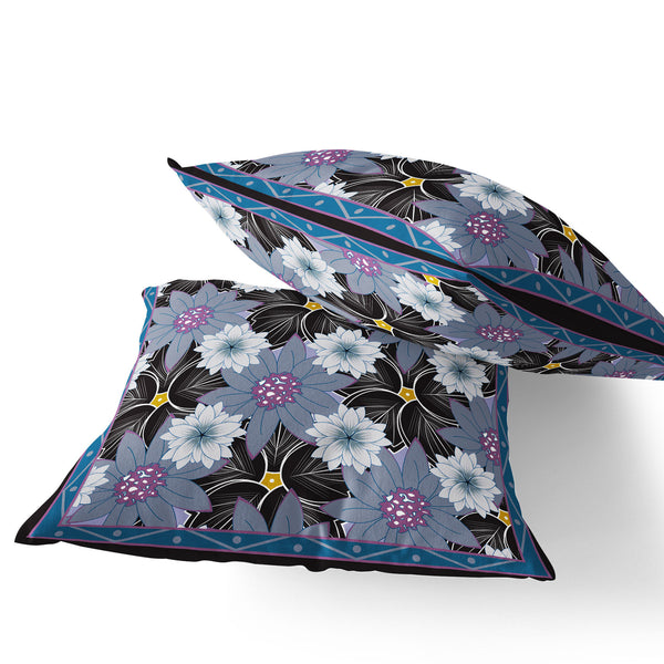 Homeroots Set Of Two 16" X 16" Gray And Black Botanical Indoor Outdoor Throw Pillow  Polyester 535862