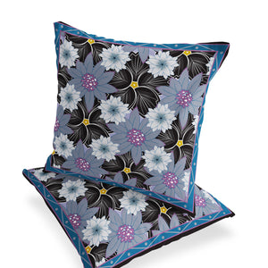 Homeroots Set Of Two 16" X 16" Gray And Black Botanical Indoor Outdoor Throw Pillow  Polyester 535862