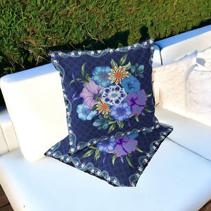 Homeroots Set Of Two 16" X 16" Blue And Yellow Botanical Indoor Outdoor Throw Pillow  Polyester 535867