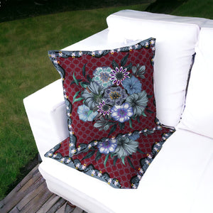 Homeroots Set Of Two 16" X 16" Gray And Red Botanical Indoor Outdoor Throw Pillow  Polyester 535868
