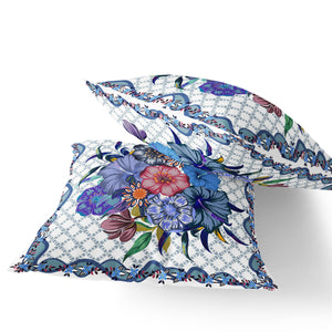 Homeroots Set Of Two 16" X 16" Blue And White Botanical Indoor Outdoor Throw Pillow  Polyester 535869