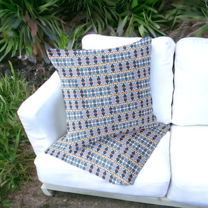 Homeroots Set Of Two 16" X 16" Blue And Gray Striped Indoor Outdoor Throw Pillow  Polyester 535874