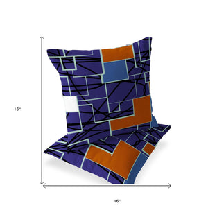 Homeroots Set Of Two 16" X 16" Blue And Green Geometric Indoor Outdoor Throw Pillow  Polyester 535877