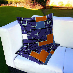 Homeroots Set Of Two 16" X 16" Blue And Green Geometric Indoor Outdoor Throw Pillow  Polyester 535877