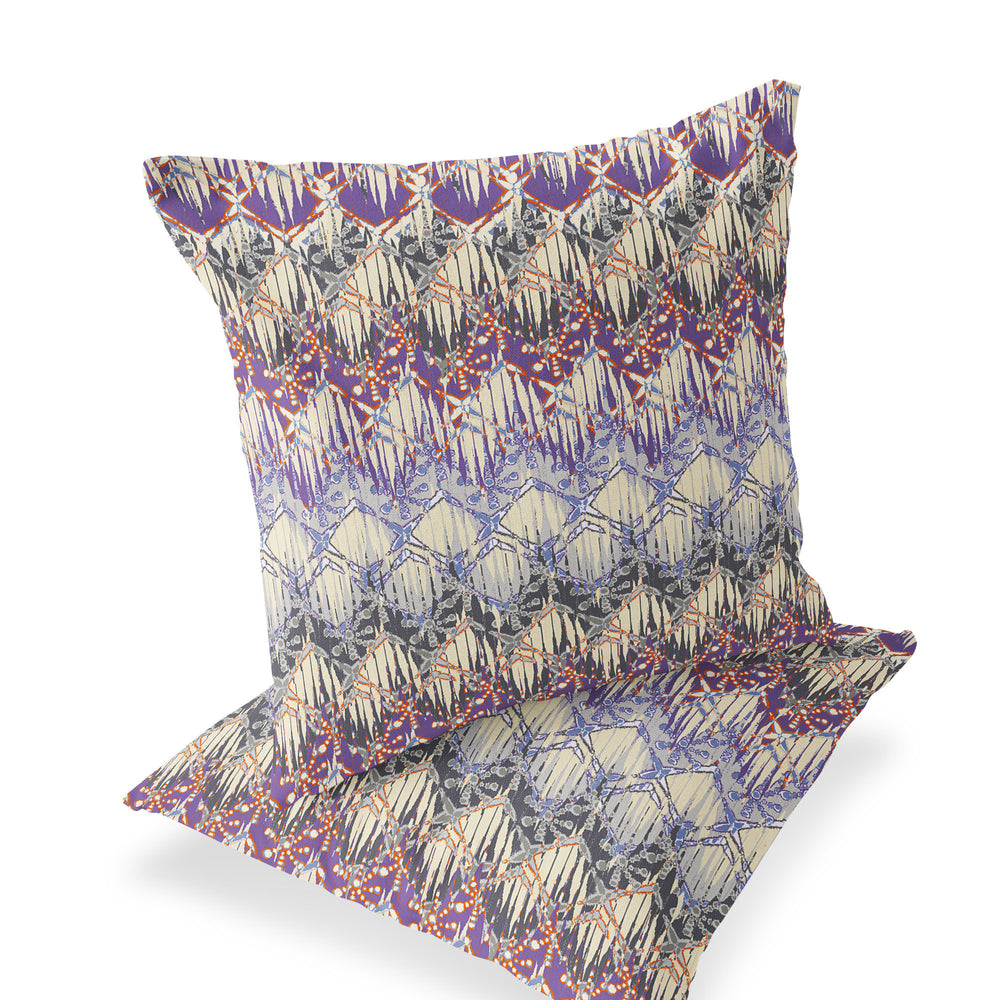 Homeroots Set Of Two 16" X 16" Gray And Red Geometric Indoor Outdoor Throw Pillow  Polyester 535878