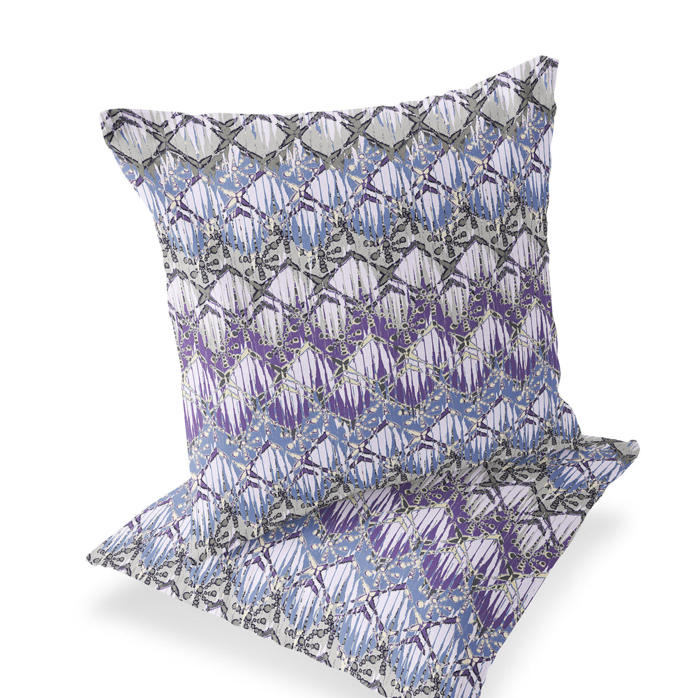 Homeroots Set Of Two 16" X 16" Gray And Purple Geometric Indoor Outdoor Throw Pillow  Polyester 535879
