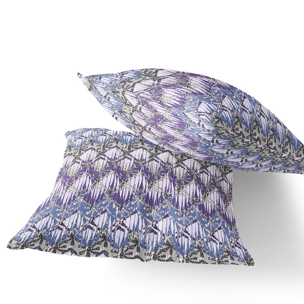 Homeroots Set Of Two 16" X 16" Gray And Purple Geometric Indoor Outdoor Throw Pillow  Polyester 535879