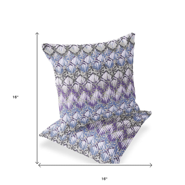 Homeroots Set Of Two 16" X 16" Gray And Purple Geometric Indoor Outdoor Throw Pillow  Polyester 535879
