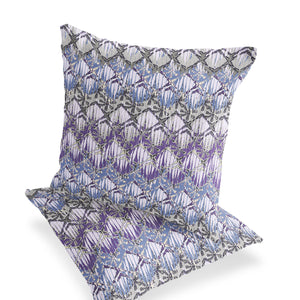 Homeroots Set Of Two 16" X 16" Gray And Purple Geometric Indoor Outdoor Throw Pillow  Polyester 535879