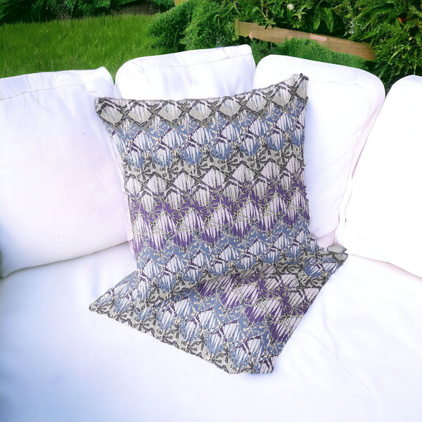 Homeroots Set Of Two 16" X 16" Gray And Purple Geometric Indoor Outdoor Throw Pillow  Polyester 535879