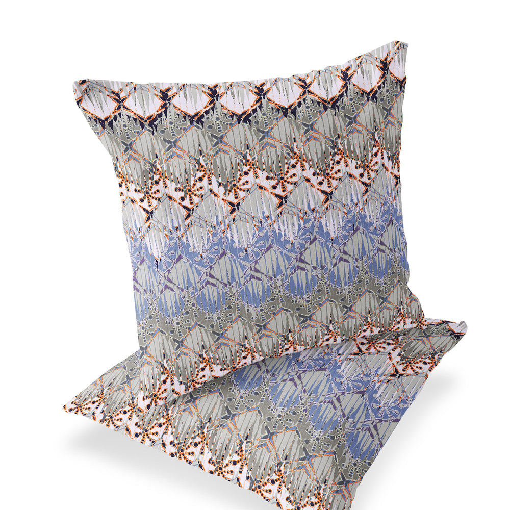 Homeroots Set Of Two 16" X 16" Gray And Orange Geometric Indoor Outdoor Throw Pillow  Polyester 535880