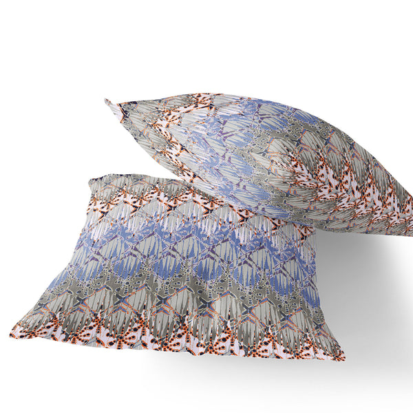 Homeroots Set Of Two 16" X 16" Gray And Orange Geometric Indoor Outdoor Throw Pillow  Polyester 535880