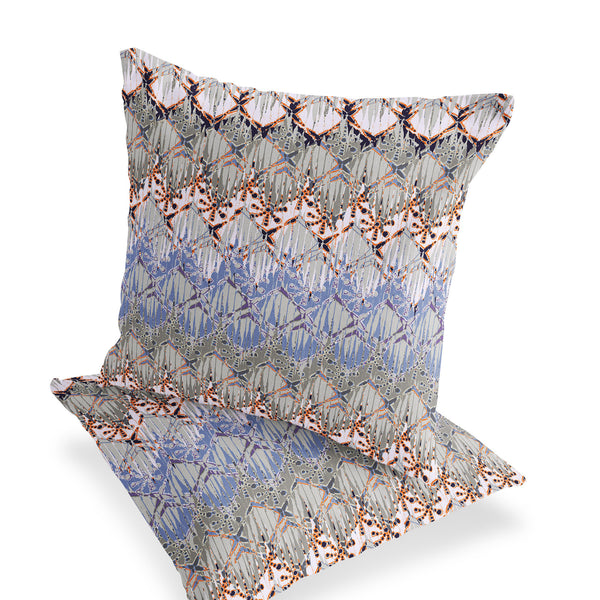 Homeroots Set Of Two 16" X 16" Gray And Orange Geometric Indoor Outdoor Throw Pillow  Polyester 535880