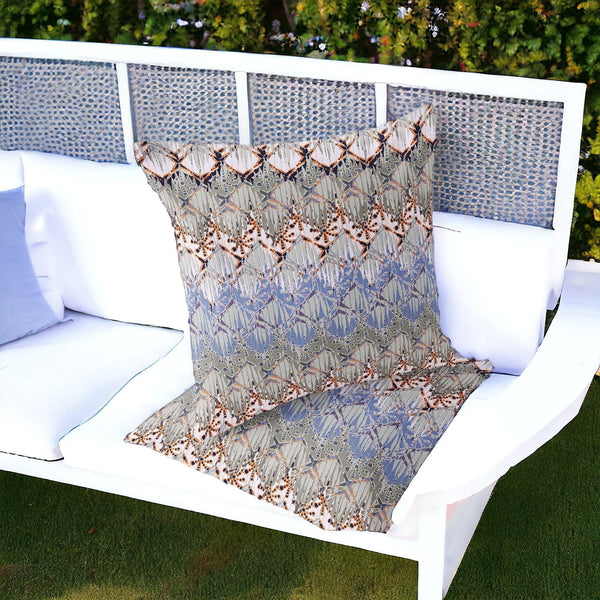 Homeroots Set Of Two 16" X 16" Gray And Orange Geometric Indoor Outdoor Throw Pillow  Polyester 535880