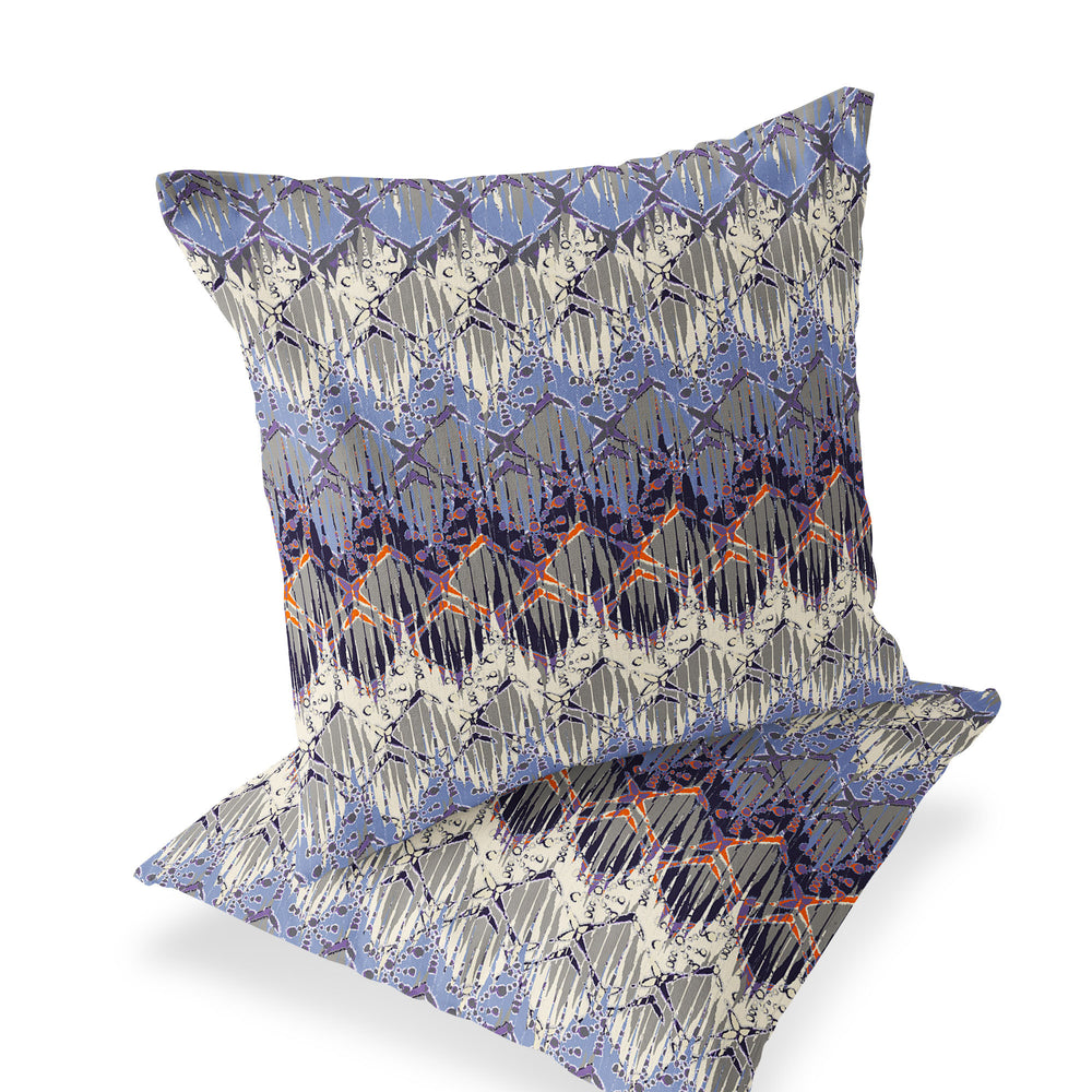 Homeroots Set Of Two 16" X 16" Gray And Purple Geometric Indoor Outdoor Throw Pillow  Polyester 535881