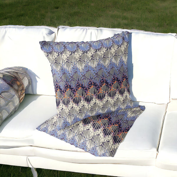 Homeroots Set Of Two 16" X 16" Gray And Purple Geometric Indoor Outdoor Throw Pillow  Polyester 535881