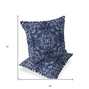 Homeroots Set Of Two 16" X 16" Blue And Yellow Geometric Indoor Outdoor Throw Pillow  Polyester 535882