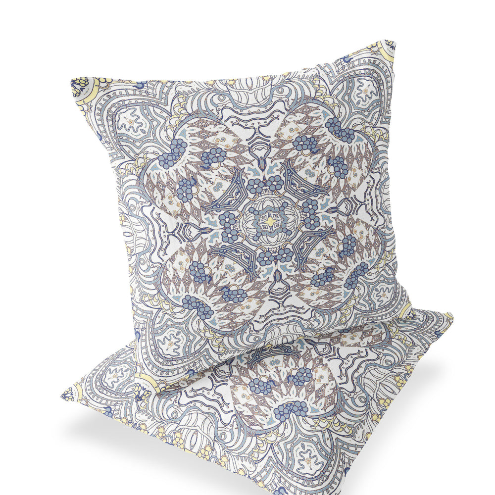 Homeroots Set Of Two 16" X 16" Gray And Yellow Geometric Indoor Outdoor Throw Pillow  Polyester 535883