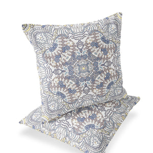 Homeroots Set Of Two 16" X 16" Gray And Yellow Geometric Indoor Outdoor Throw Pillow  Polyester 535883