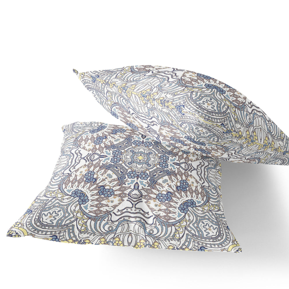 Homeroots Set Of Two 16" X 16" Gray And Yellow Geometric Indoor Outdoor Throw Pillow  Polyester 535883