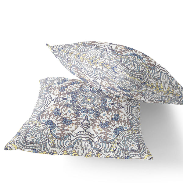 Homeroots Set Of Two 16" X 16" Gray And Yellow Geometric Indoor Outdoor Throw Pillow  Polyester 535883