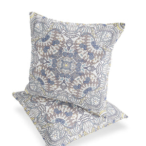 Homeroots Set Of Two 16" X 16" Gray And Yellow Geometric Indoor Outdoor Throw Pillow  Polyester 535883