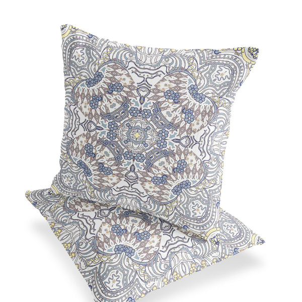 Homeroots Set Of Two 16" X 16" Gray And Yellow Geometric Indoor Outdoor Throw Pillow  Polyester 535883