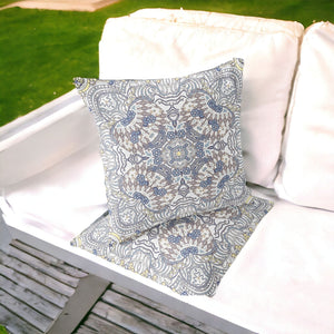 Homeroots Set Of Two 16" X 16" Gray And Yellow Geometric Indoor Outdoor Throw Pillow  Polyester 535883