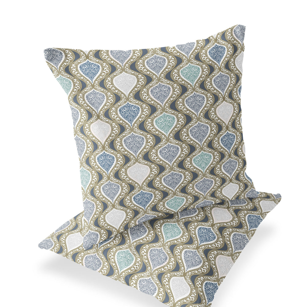 Homeroots Set Of Two 16" X 16" Gray And White Botanical Indoor Outdoor Throw Pillow  Polyester 535888