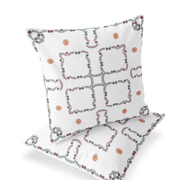 Homeroots Set Of Two 16" X 16" Green And White Botanical Indoor Outdoor Throw Pillow  Polyester 535889