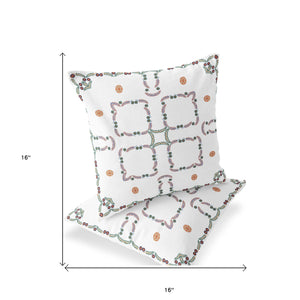 Homeroots Set Of Two 16" X 16" Green And White Botanical Indoor Outdoor Throw Pillow  Polyester 535889