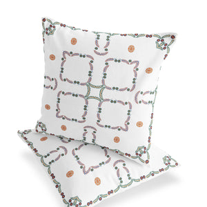 Homeroots Set Of Two 16" X 16" Green And White Botanical Indoor Outdoor Throw Pillow  Polyester 535889