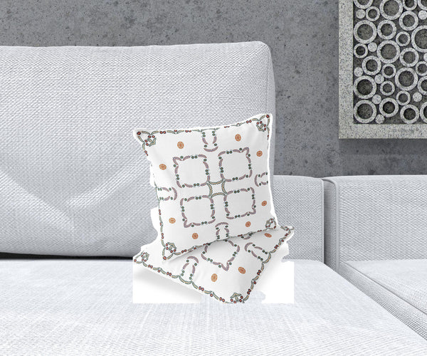 Homeroots Set Of Two 16" X 16" Green And White Botanical Indoor Outdoor Throw Pillow  Polyester 535889