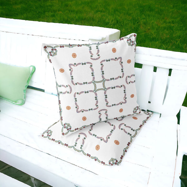 Homeroots Set Of Two 16" X 16" Green And White Botanical Indoor Outdoor Throw Pillow  Polyester 535889