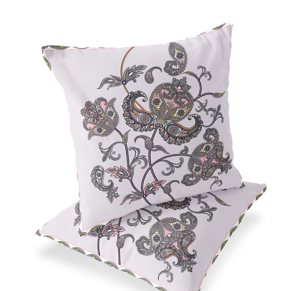 Homeroots Set Of Two 16" X 16" Gray And White Botanical Indoor Outdoor Throw Pillow  Polyester 535891