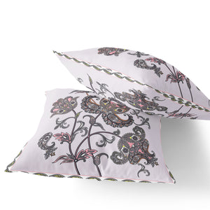 Homeroots Set Of Two 16" X 16" Gray And White Botanical Indoor Outdoor Throw Pillow  Polyester 535891