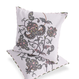 Homeroots Set Of Two 16" X 16" Gray And White Botanical Indoor Outdoor Throw Pillow  Polyester 535891