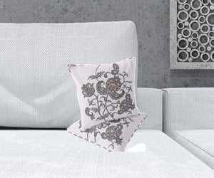 Homeroots Set Of Two 16" X 16" Gray And White Botanical Indoor Outdoor Throw Pillow  Polyester 535891