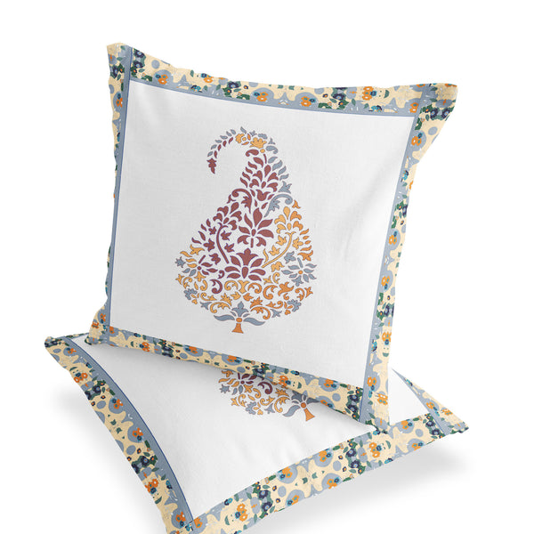 Homeroots Set Of Two 16" X 16" Red And White Botanical Indoor Outdoor Throw Pillow  Polyester 535893
