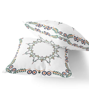 Homeroots Set Of Two 16" X 16" Green And White Botanical Indoor Outdoor Throw Pillow  Polyester 535894