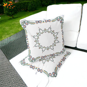 Homeroots Set Of Two 16" X 16" Green And White Botanical Indoor Outdoor Throw Pillow  Polyester 535894