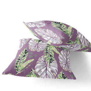 Homeroots Set Of Two 16" X 16" Purple And White Botanical Indoor Outdoor Throw Pillow  Polyester 535896