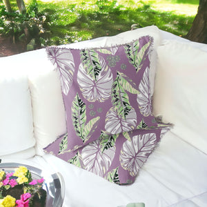 Homeroots Set Of Two 16" X 16" Purple And White Botanical Indoor Outdoor Throw Pillow  Polyester 535896